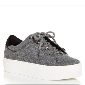 Kurt Geiger Gray Platform Lace-Up Sneakers, embellished grommets